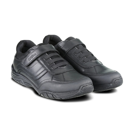 Maxx Black Leather School Shoes
