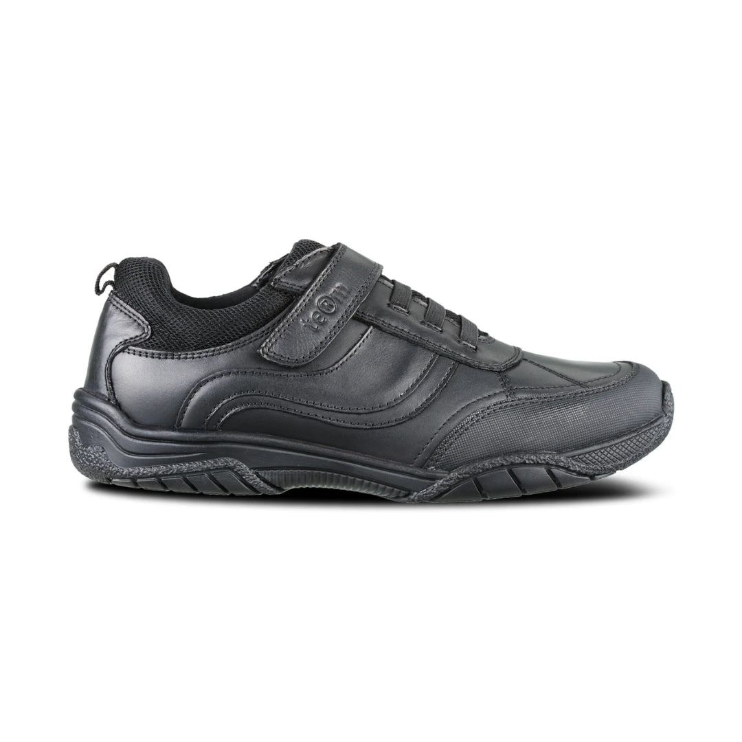 Maxx Black Leather School Shoes