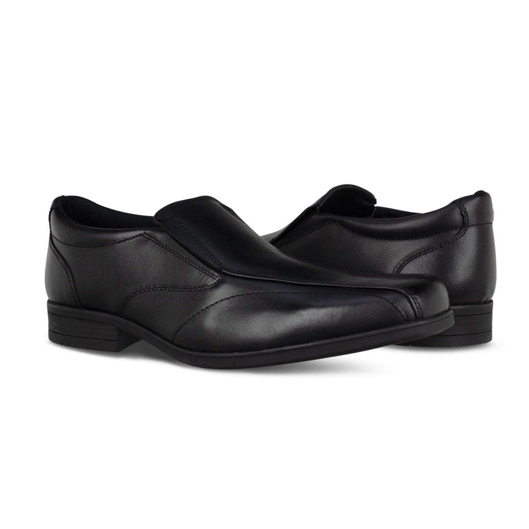 Harvey Black Leather Sleek Slip On Shoe