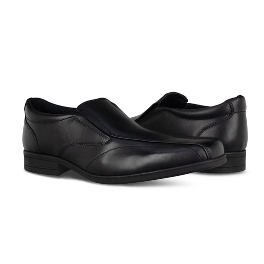 Harvey Black Leather Sleek Slip On Shoe