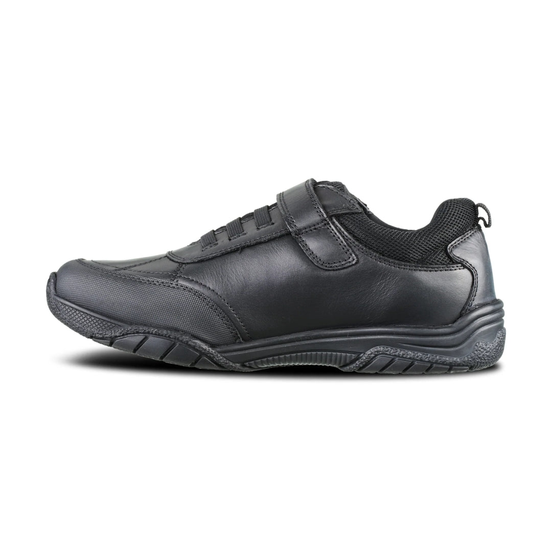 Maxx Black Leather School Shoes