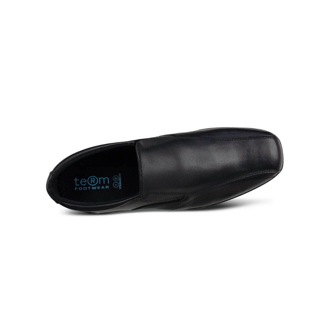 Harvey Black Leather Sleek Slip On Shoe