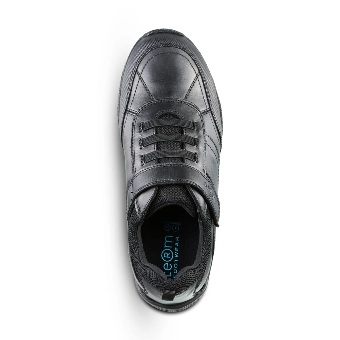 Maxx Black Leather School Shoes