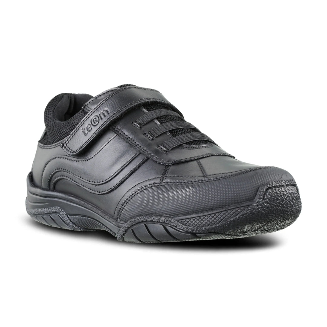 Maxx Black Leather School Shoes