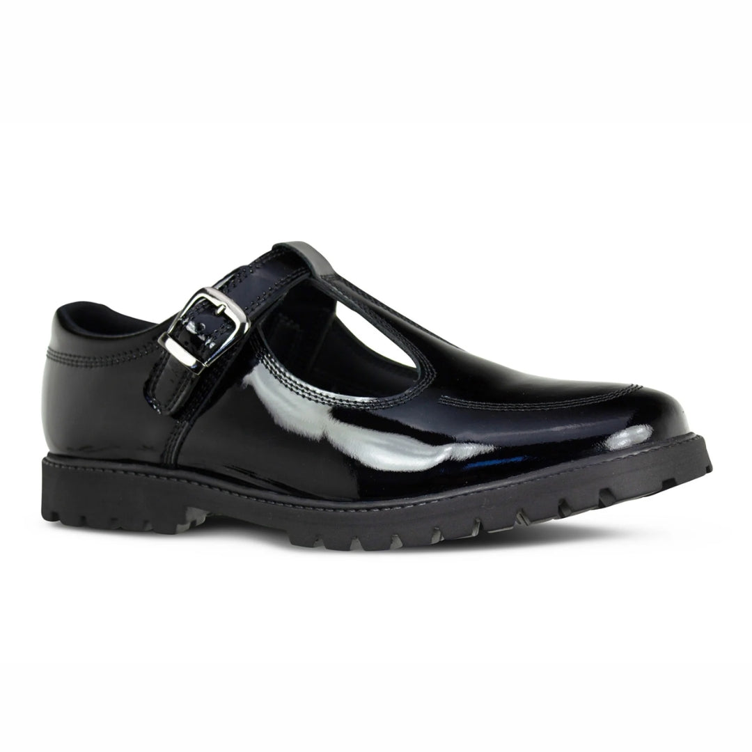 Emily Black Buckle T-Bar School Shoes
