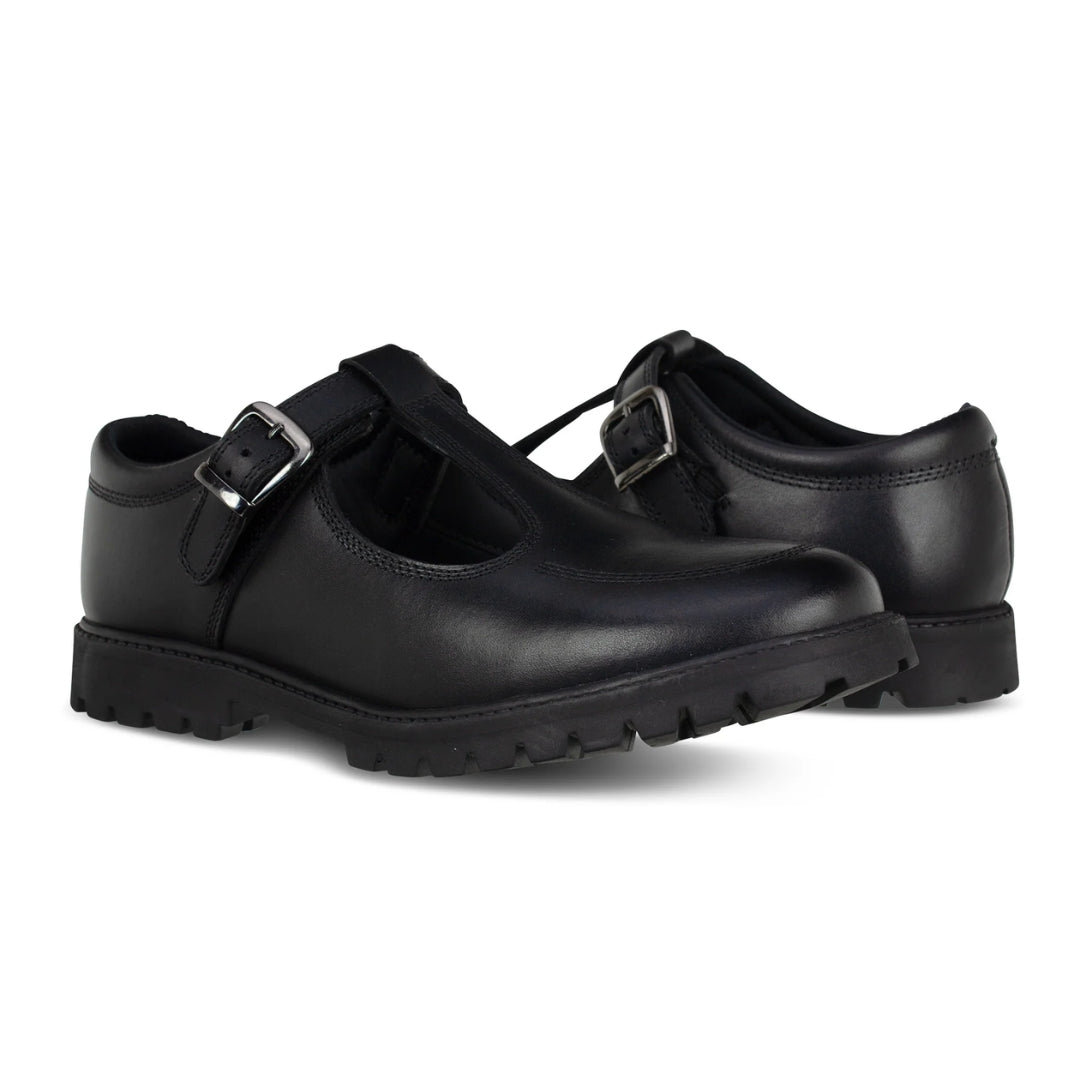 Emily Black Buckle T-Bar School Shoes