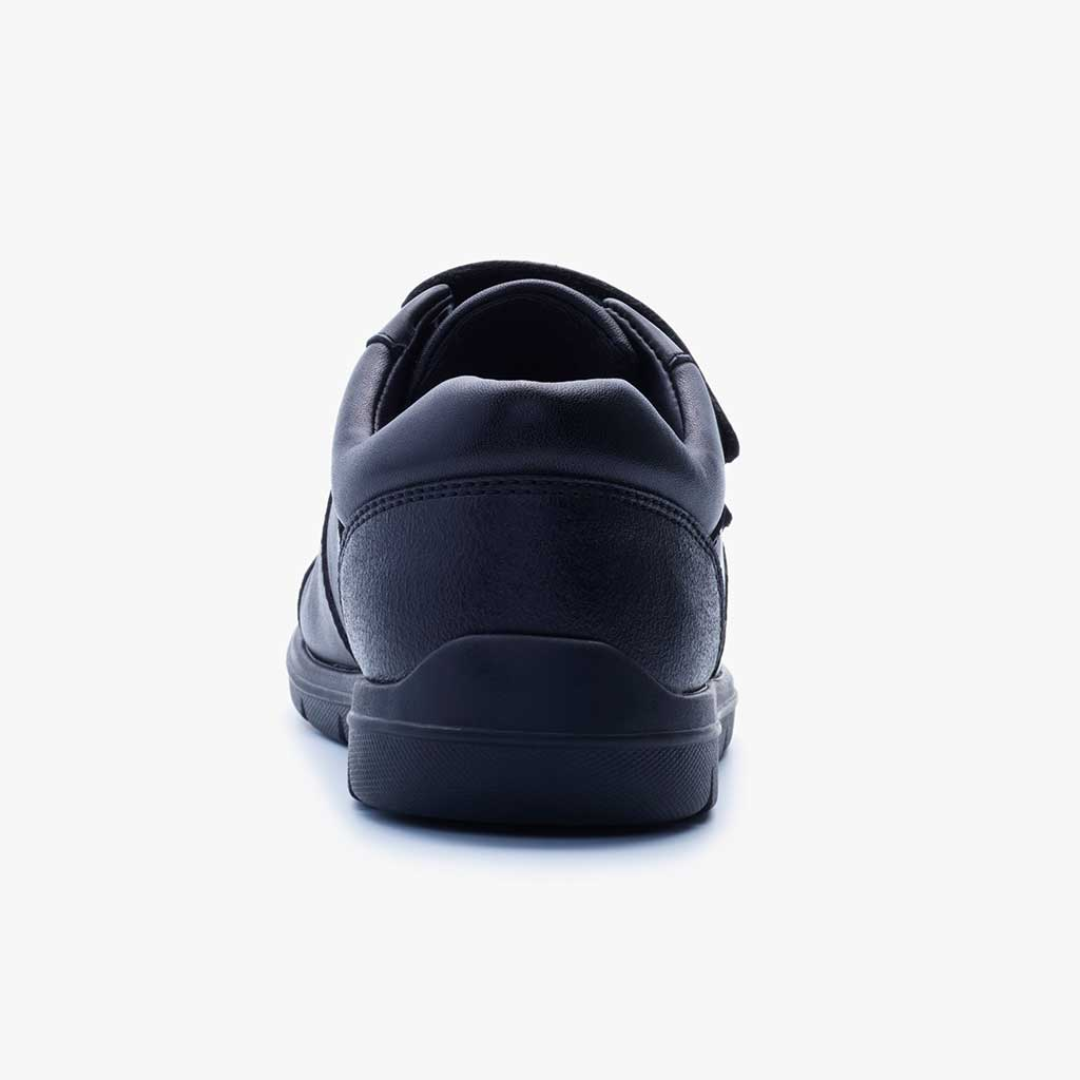 Orbit Black Leather Fitted Soft Touch Tape Up School Shoes