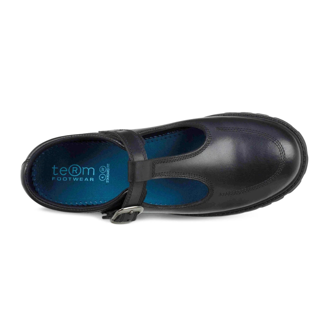 Emily Black Buckle T-Bar School Shoes