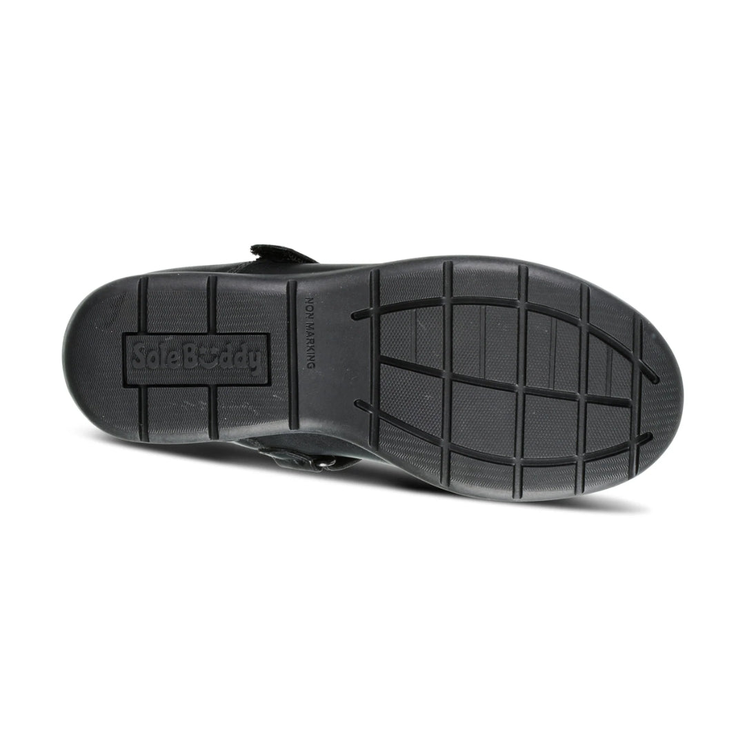 Star Black Leather Fitted Soft Touch Tape School Shoes
