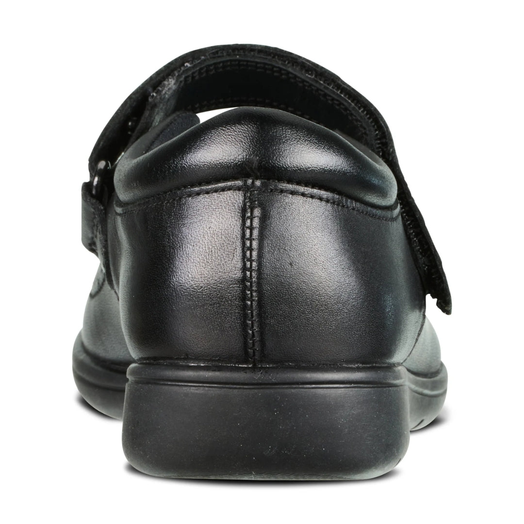 Star Black Leather Fitted Soft Touch Tape School Shoes