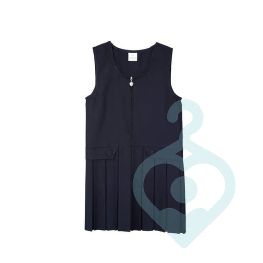 Navy Drop Waist Pinafore