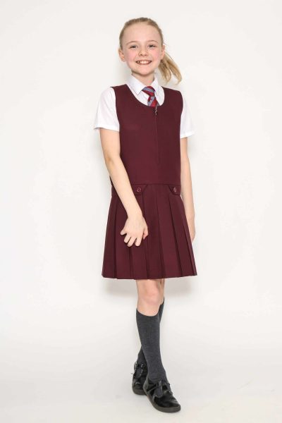 Maroon Drop Waist Pinafore