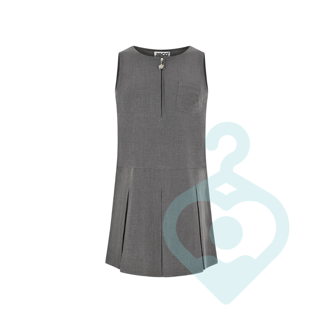 Grey Flower Embroidery Pinafore