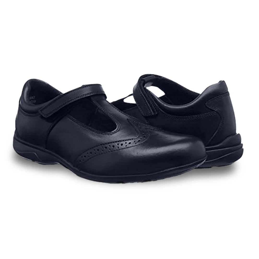 Janine Black Touch Tape T Bar Brogue