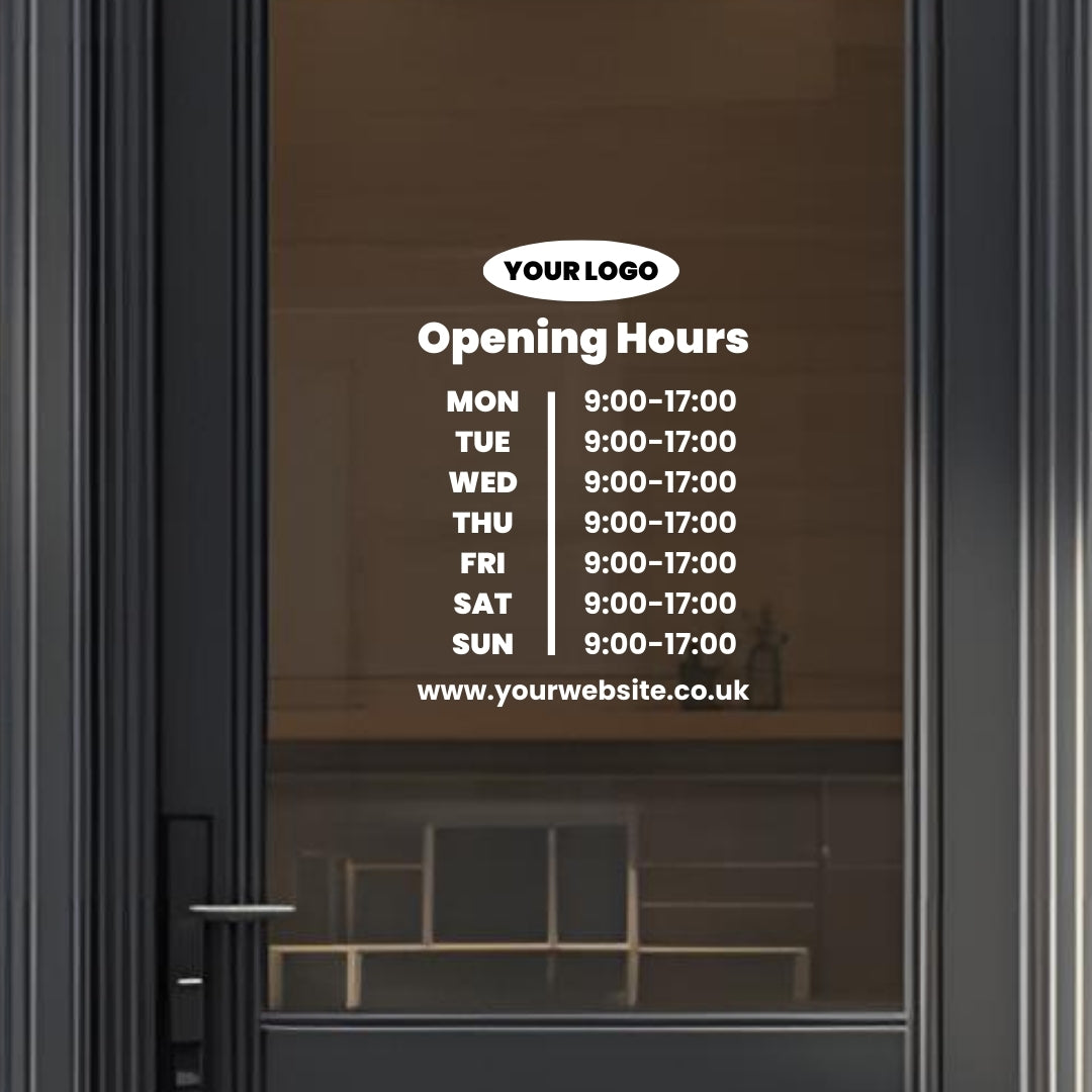 Simple Opening Hours Simple Business Opening Hours Vinyl – Impressions Uniform